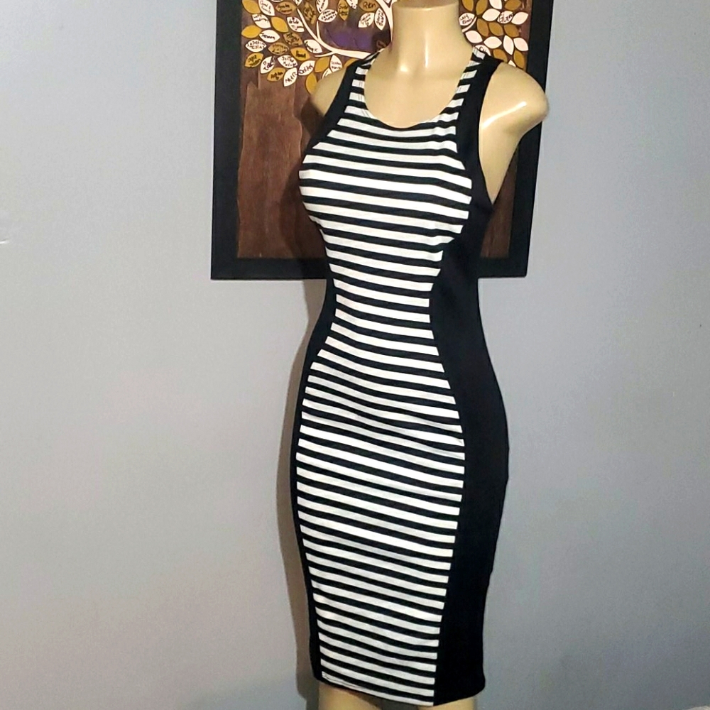 Black and White Midi Dress
